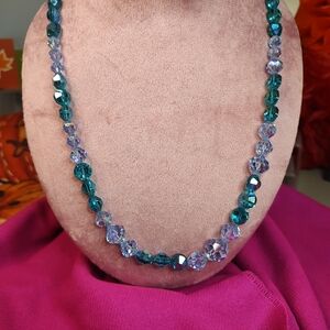 Crystal Beaded With Glass Facted Beads